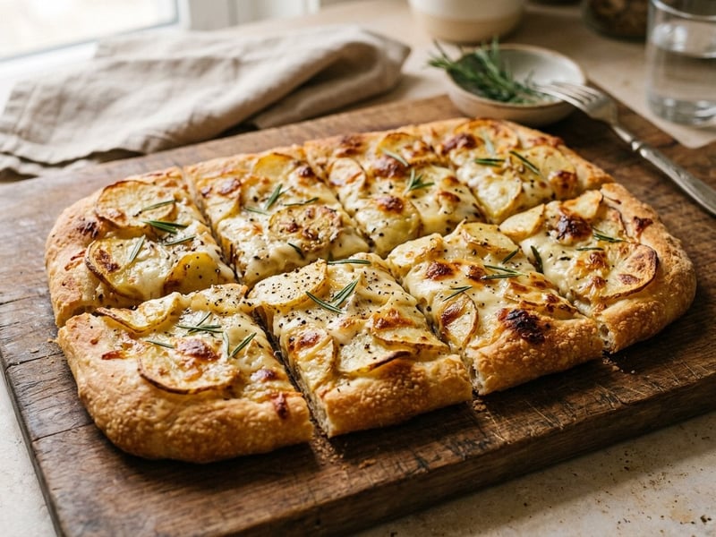 Römische Pizza mit Scamorza & Kartoffeln | Knusprig-würzig