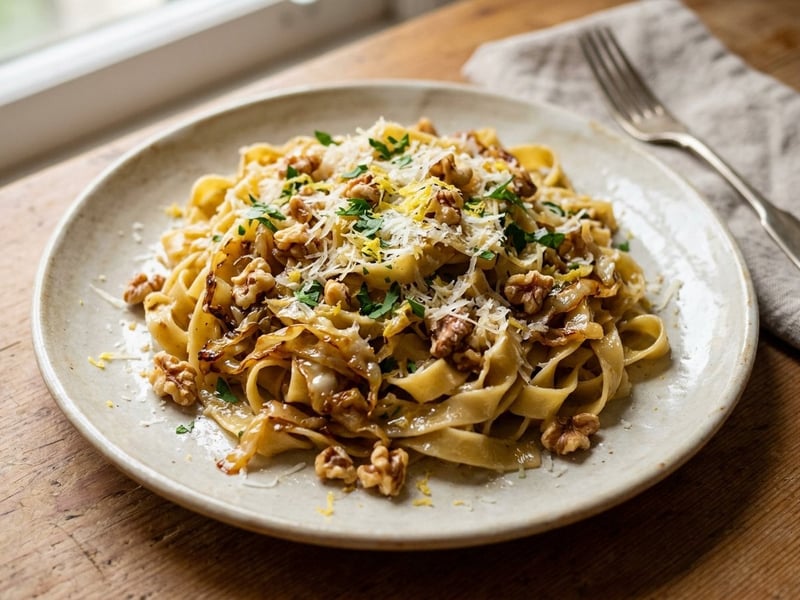 Spitzkohl-Tagliatelle mit Walnüssen | Herbstlicher Genuss