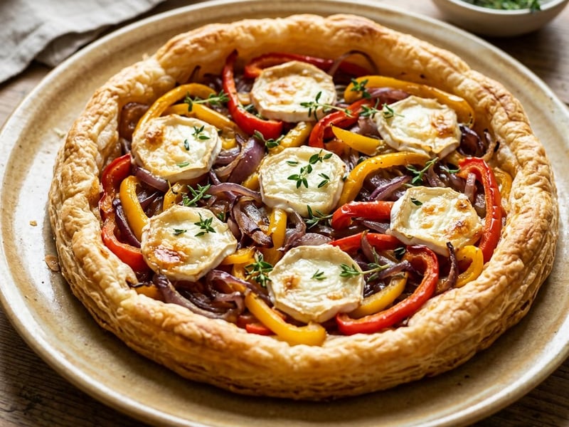 Mediterranean Bell Pepper Tart with Goat's Cheese | Crispy & Aromatic