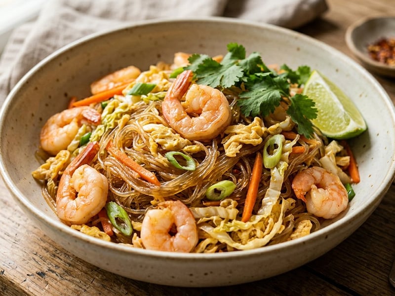 Pad Woon Sen with Prawns | Spicy Thai Glass Noodles