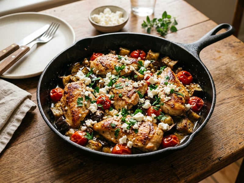 Griechische Hähnchen-Auberginen-Pfanne | In 25 Minuten