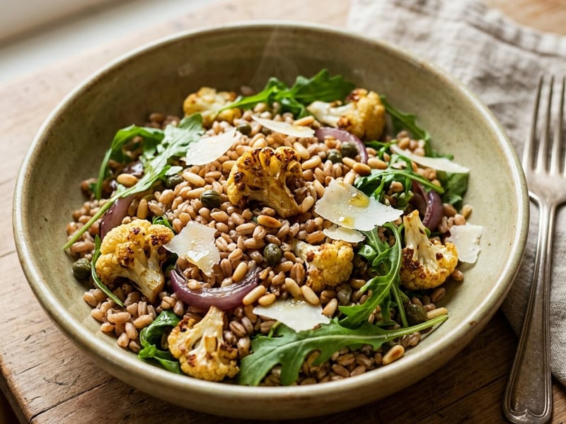 Tuscan Farro Salad | With Roasted Cauliflower