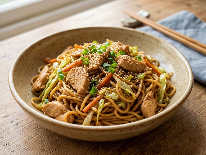 Japanische Chicken Yakisoba | Würzige Streetfood-Nudeln