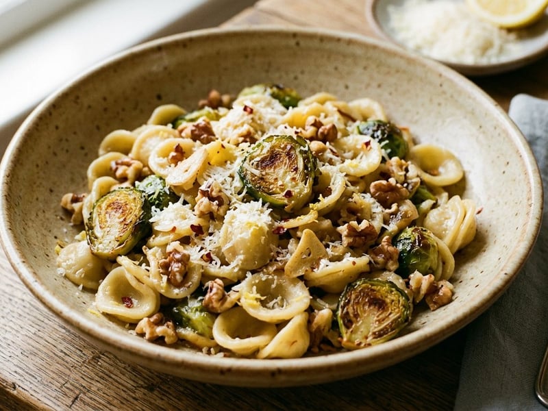 Orecchiette with Roasted Brussels Sprouts | In 20 Minutes