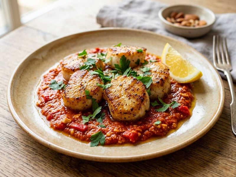 Rape a la Plancha con Romesco | Zarter Seeteufel