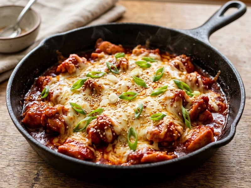 Koreanisches Cheese Buldak | Feurig & überbacken