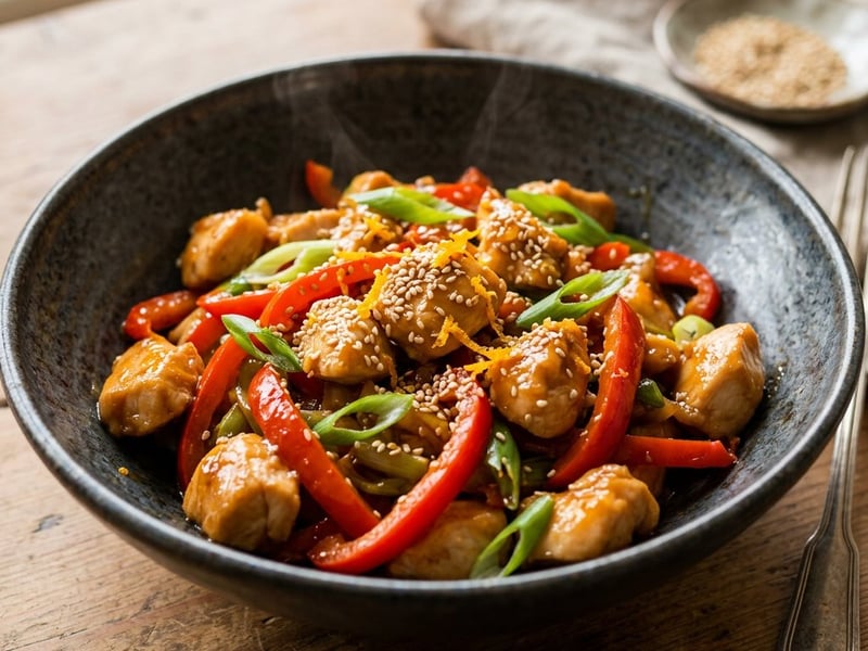Orangen-Ingwer-Hähnchen aus dem Wok | Knackig & fruchtig in 15 Min.