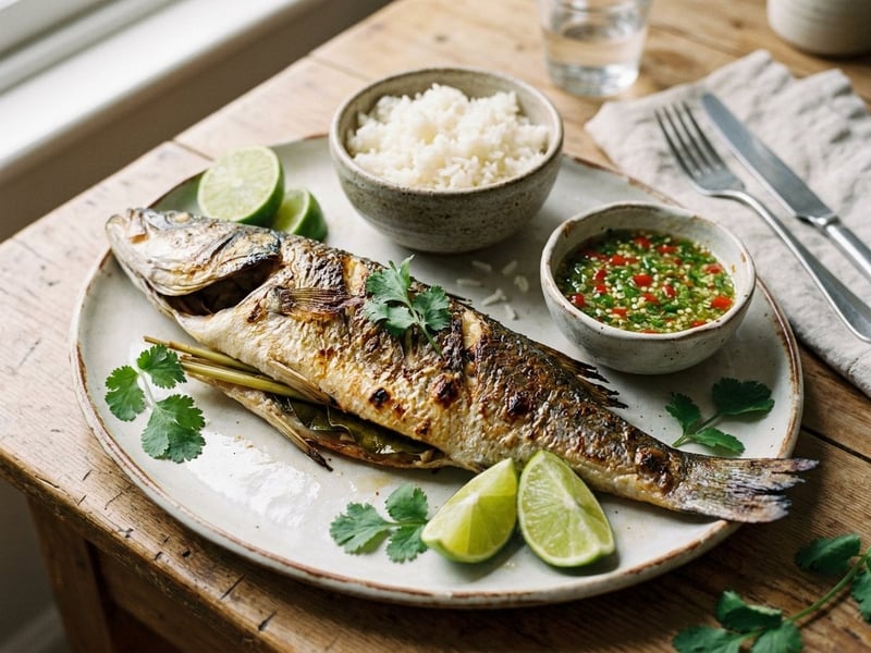 Pla Pao | Gegrillter thailändischer Wolfsbarsch mit Zitronengras