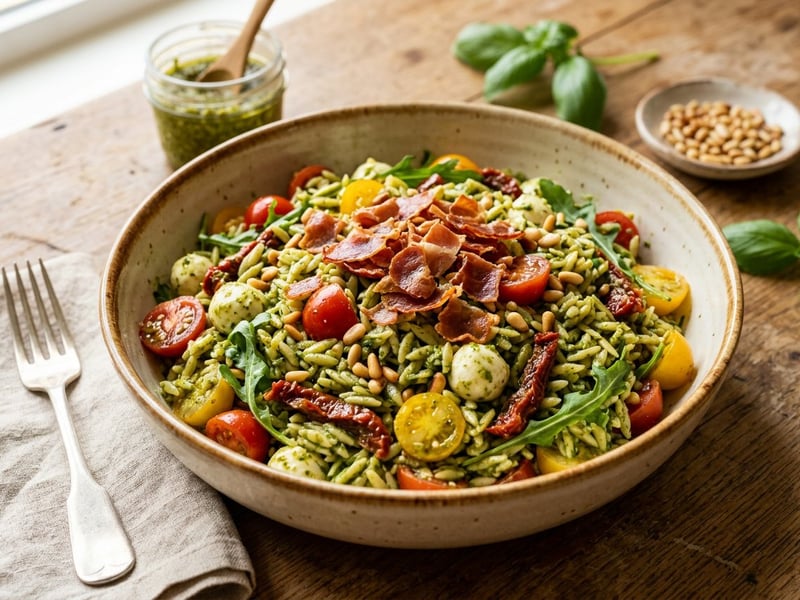 Italienischer Orzo-Salat | Mit Pesto & Prosciutto