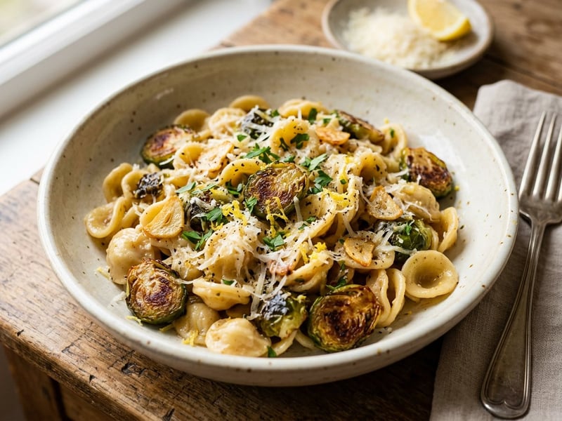 Orecchiette mit gebratenem Rosenkohl | Knusprig & Pikant