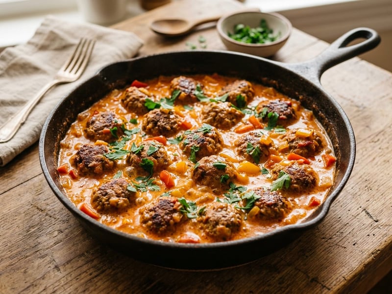 Meatballs in Creamy Bell Pepper Sauce | Quick Weeknight Classic