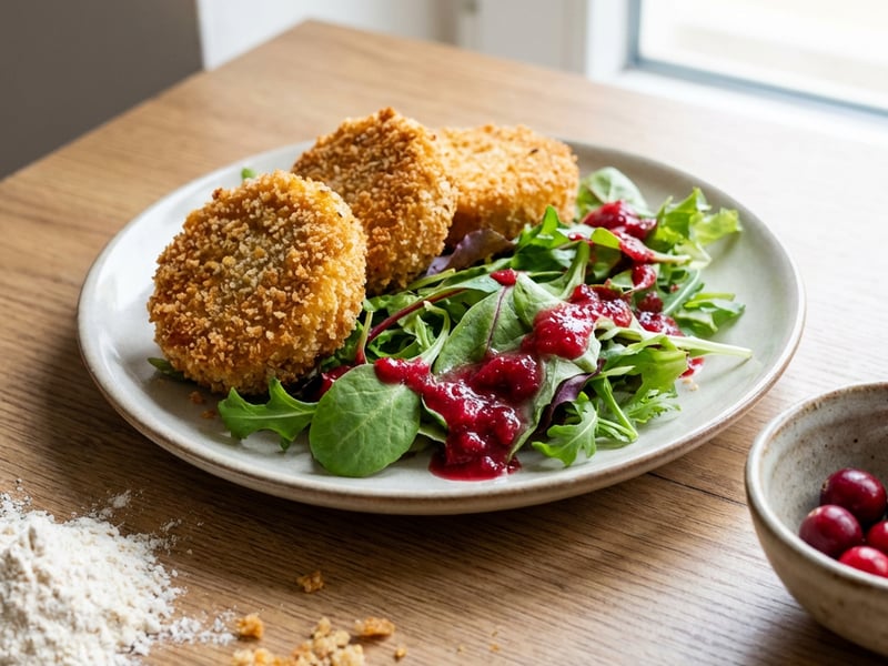 Salad with crispy breaded Jil & Cranberry Dressing