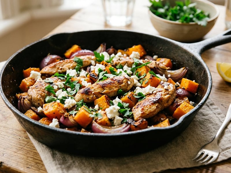 Griechische Puten-Kürbis-Pfanne | In 25 Minuten