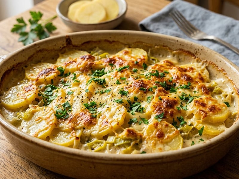Potato and Leek Casserole | Savory & Baked Golden Brown