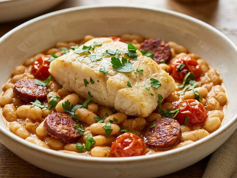 Kabeljau auf spanischen Chorizo-Bohnen | Bacalao con Chorizo