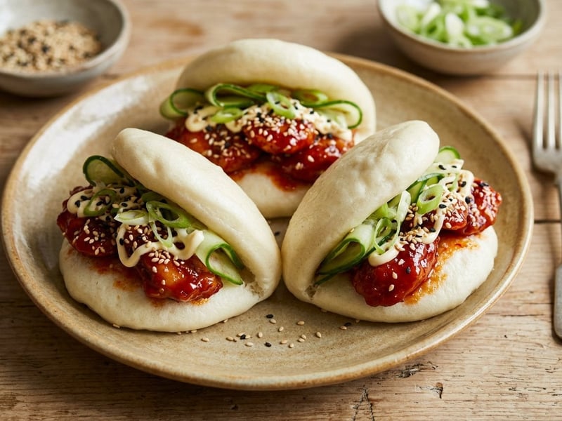 Korean Chicken Bao Buns | Fluffig gedämpft & würzig-glasiert