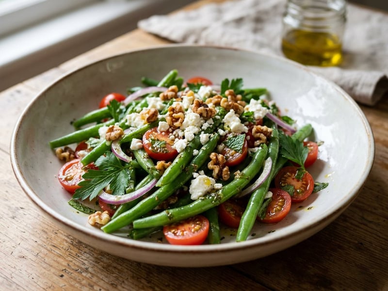 Turkish Bean Salad | Fresh Delight with Feta & Walnuts