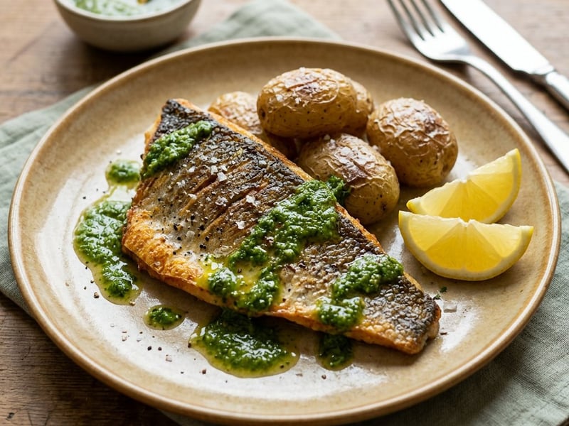 Lubina a la Plancha | Sea Bass with Mojo Verde