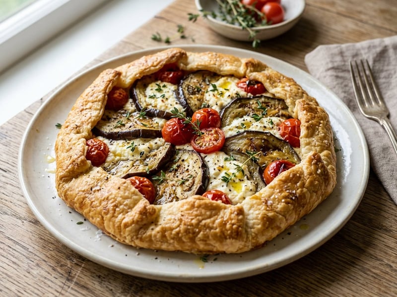 Aubergine Galette with Ricotta | Crispy Oven Delight