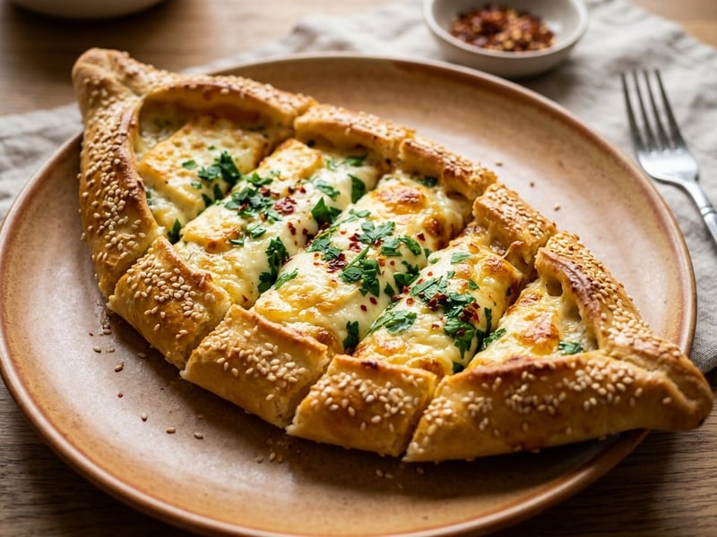 Türkische Halloumi Pide | Knusprige Käseschiffchen