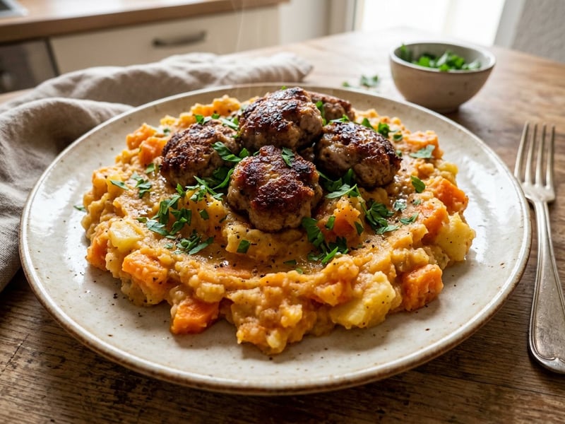 Carrot and Potato Mash with Meatballs | Hearty & Quick