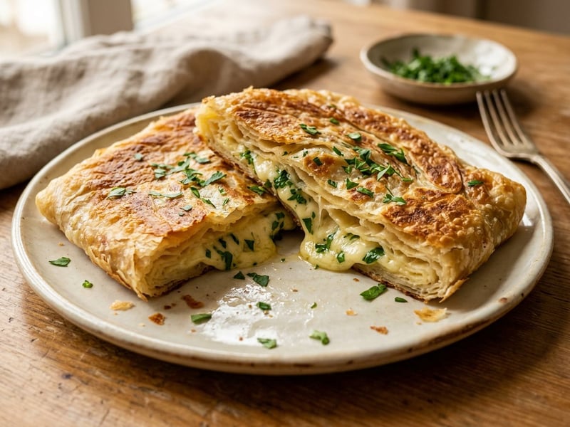 Peynirli Katmer | Crispy Layered Flatbread with Cheese