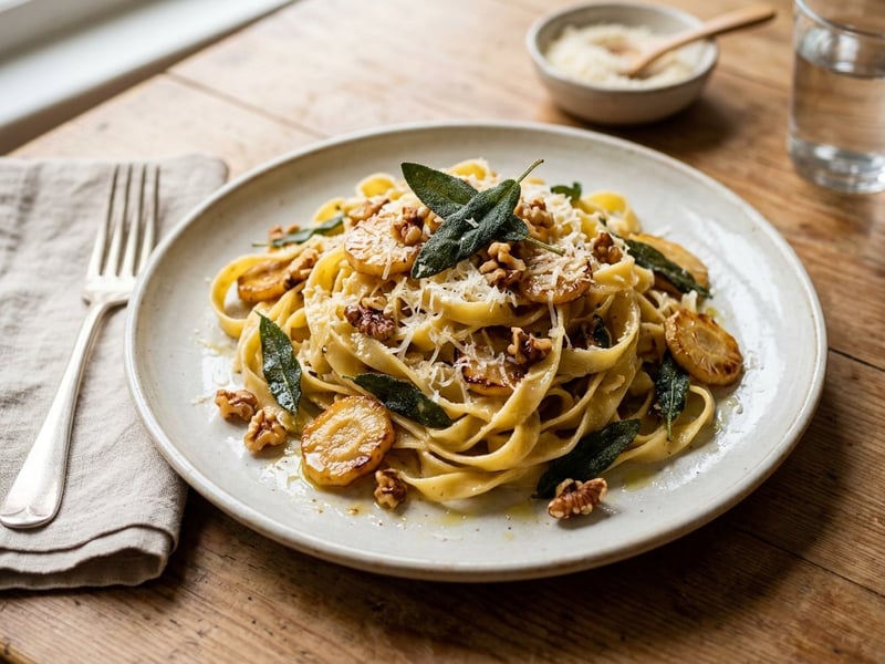 Tagliatelle mit karamellisierten Pastinaken & Salbei