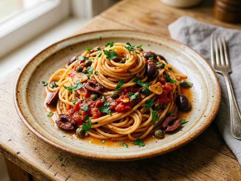 Spaghetti alla Puttanesca | Spicy & Ready in 20 Minutes