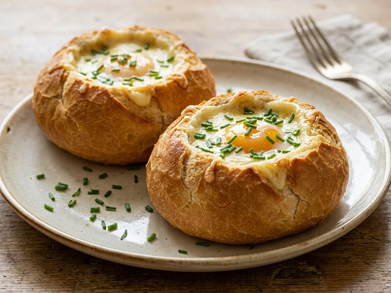 Baked Eggs in Bread Rolls | Crispy Brunch Delight