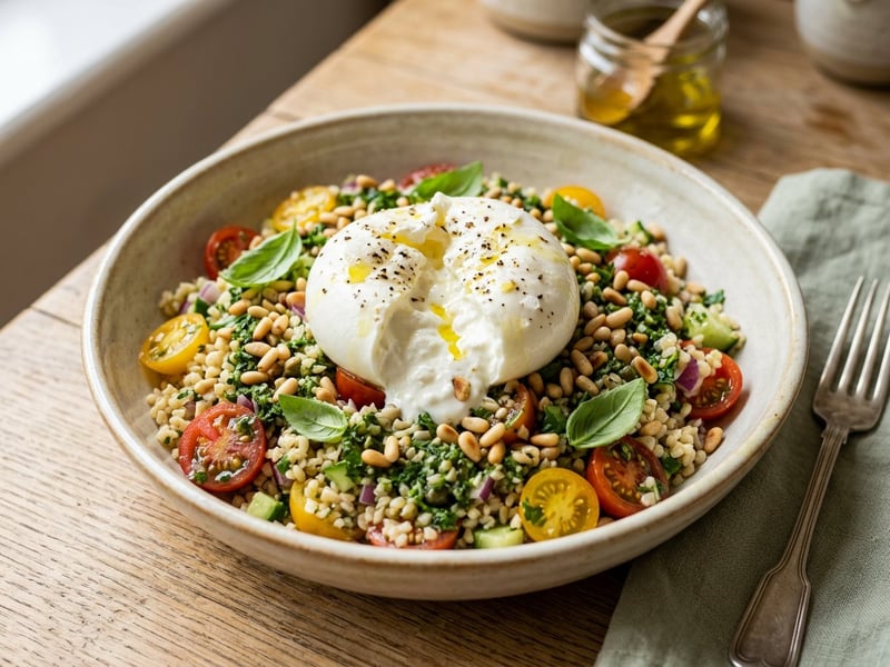 Italian Bulgur Salad with Burrata | Fresh & Flavorful