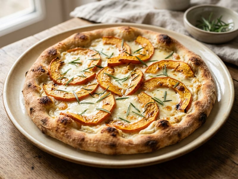 Herbstliche Pizza Bianca mit Mascarpone und Kürbis