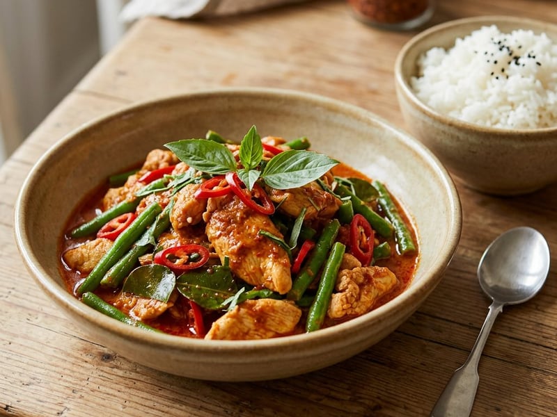 Pad Prik Gaeng | Pikantes Wok-Hähnchen in 15 Min.