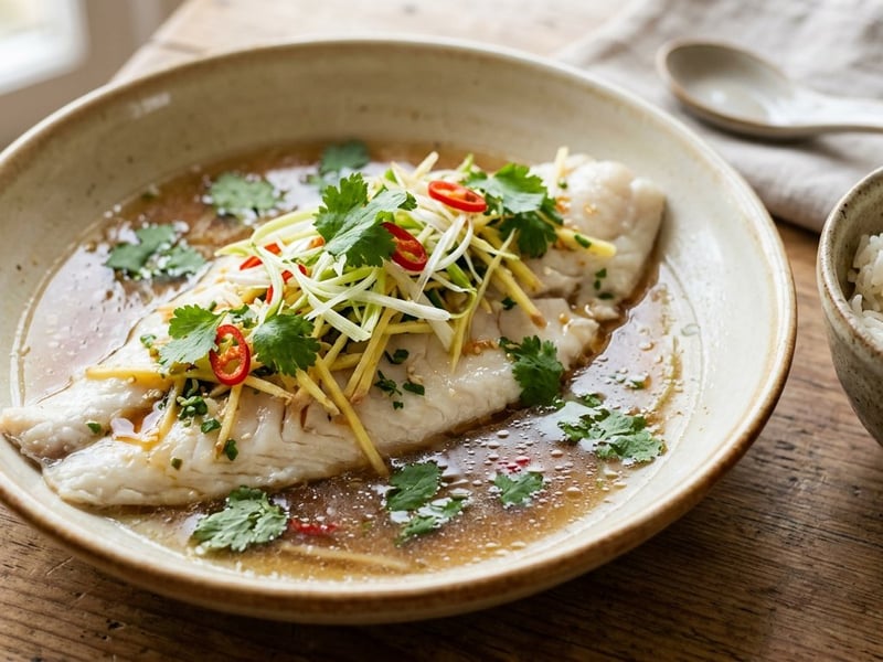 Pla Neung See Ew | Steamed Thai Fish with Soy Sauce