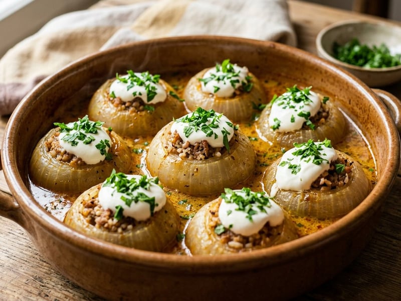 Balkan Sogan Dolma | Stuffed Onions with Pork