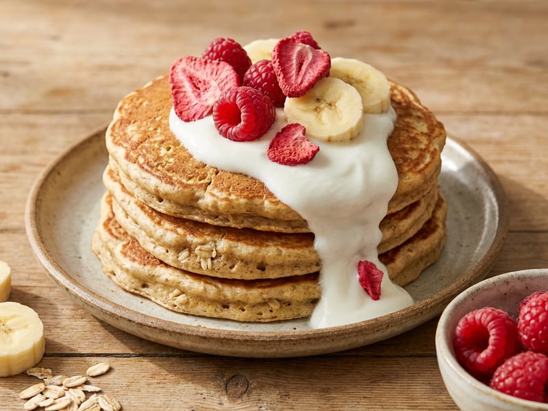 Freche Freunde: Fluffige Pancakes mit Joghurt, Obst & frechem Topping