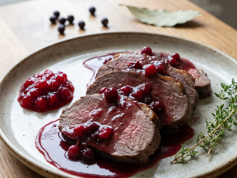 Venison Roast with Red Wine Cranberry Sauce