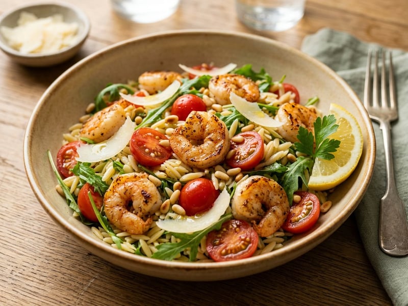 Italienischer Orzo-Salat mit Garnelen | Frischer Genuss