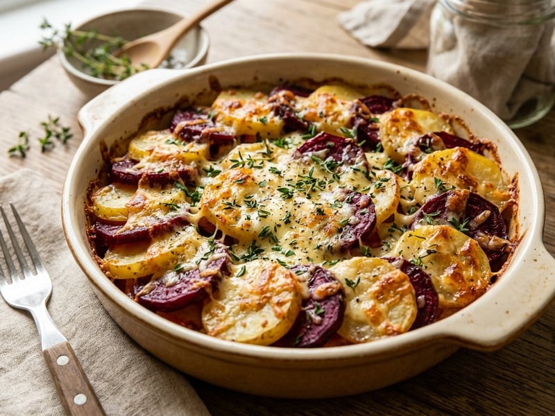 Potato and Beetroot Gratin | Hearty Autumn Delight