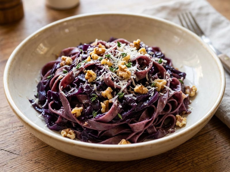 Tagliatelle mit Rotkohl & Walnüssen | Feiner Herbstgenuss