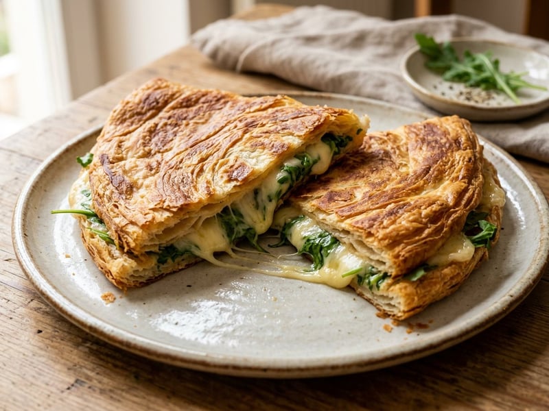 Crescia Sfogliata di Urbino mit geschmolzenem Käse | Knuspriges Schicht-Fladenbrot
