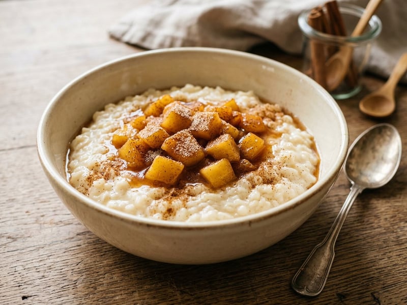 Creamy Rice Pudding with Apple Compote | Cinnamony & Warming