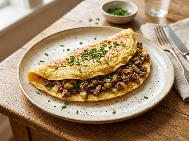 Hearty Farmer's Omelette with Minced Meat | Served in 20 Minutes