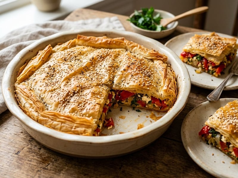 Greek Piperopita | Crispy Pepper Pie with Feta