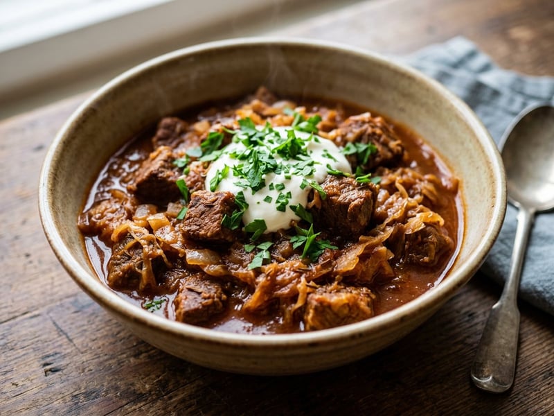 Deftiges Krautgulasch mit Schweinenacken