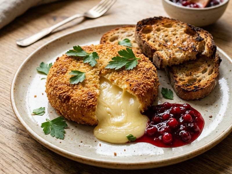 Baked Camembert with Lingonberries & Toasted Farmhouse Bread