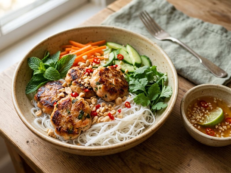 Bún Chả Tôm | Crispy Prawn Patties with Rice Noodles