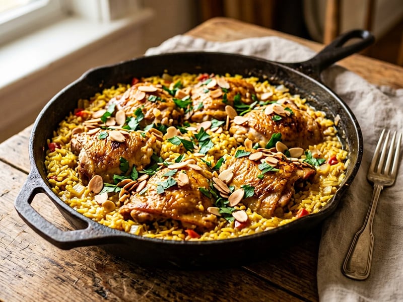 Spanish Chicken and Almond Rice Pot | Arroz en Pepitoria