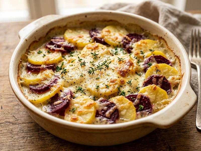 Potato and Beetroot Gratin | Hearty Autumn Delight