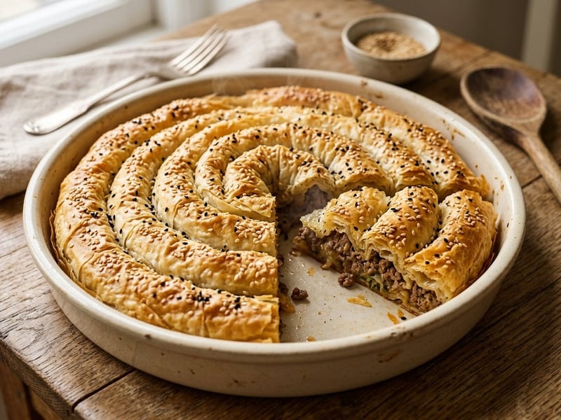 Kıymalı Kol Böreği | Crispy Minced Meat Spiral Börek