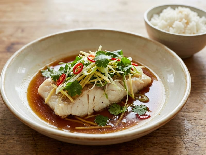 Cá Hấp Gừng Hành | Vietnamese Steamed Cod with Ginger & Spring Onions
